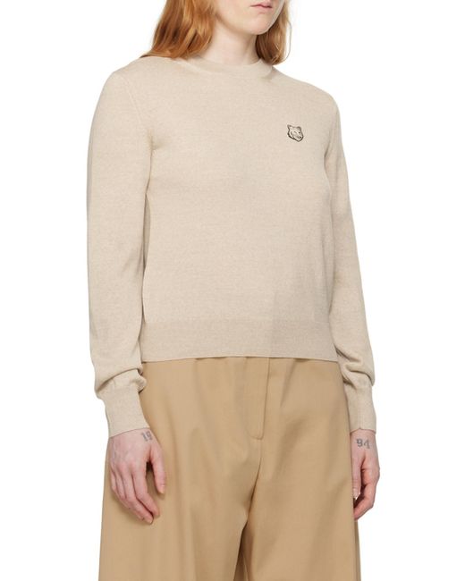 Maison Kitsuné White Maison Kitsuné Fox Head Patch Knitted Jumper