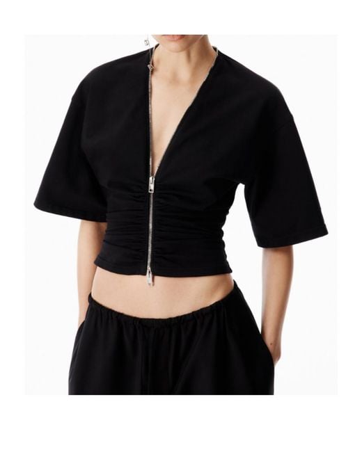Alexander Wang Black Ruched Zipped Top