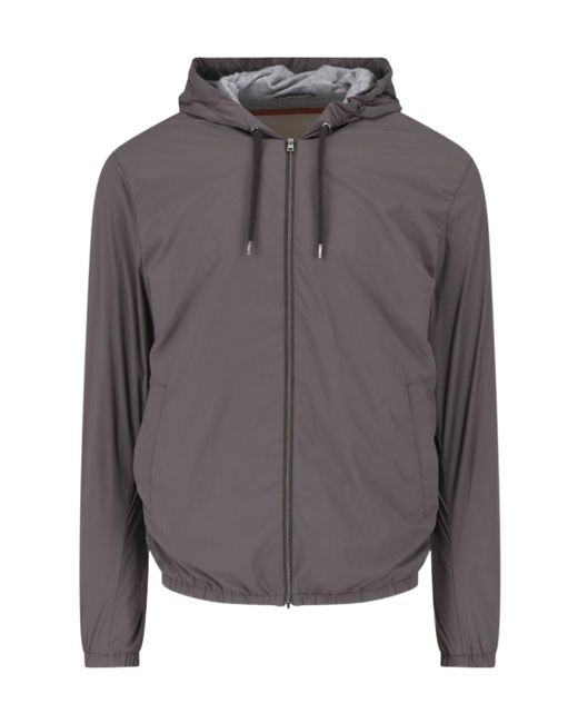 Herno Gray Zip-Up Hooded Casual Jacket for men