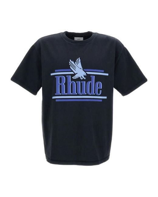 Rhude Blue Rossa Logo Short-Sleeve T-Shirt for men