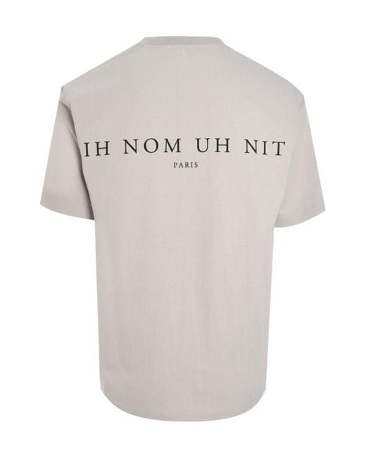 Ih Nom Uh Nit Gray Palm-Print Cotton T-Shirt for men