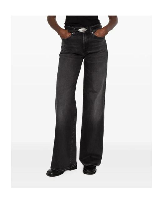 7 For All Mankind Blue Lotta Faded-Effect Wide-Leg Jeans