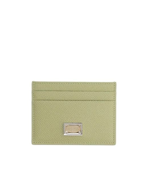 Dolce & Gabbana Green Logo Plaque Cardholder