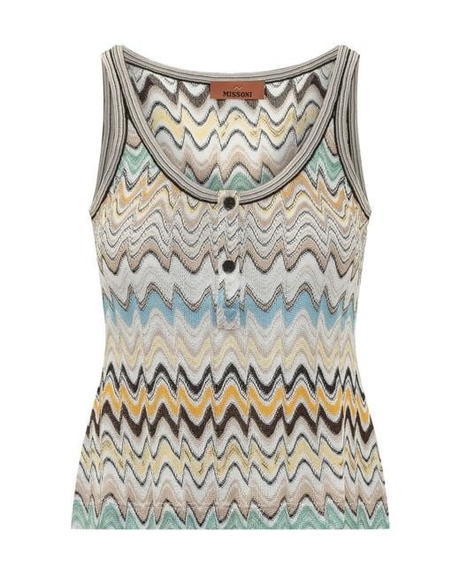 Missoni Gray Chevron Round Neck Top