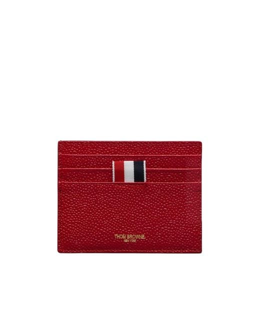 Thom Browne Red Pebbled-Leather Card Holder for men
