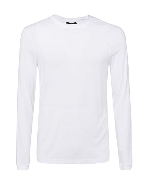 Giorgio Armani White Crewneck Long-Sleeved T-Shirt for men