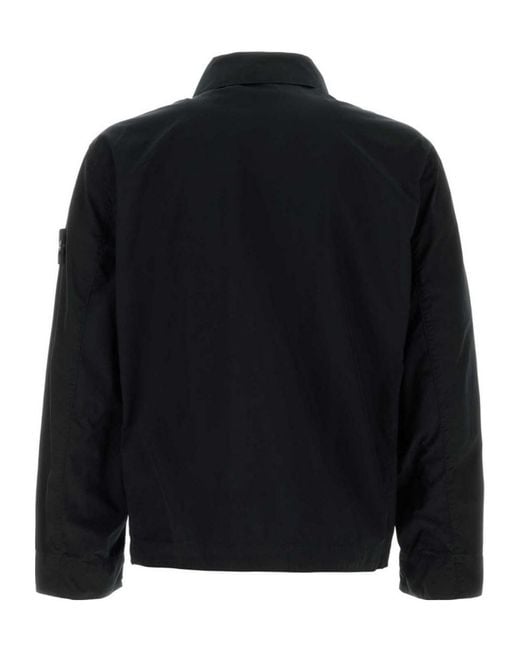 Stone Island Black Logo Patch Hooded Jacket for men
