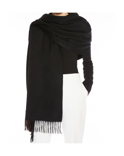 Max Mara Black Baci Fringed Edge Scarf