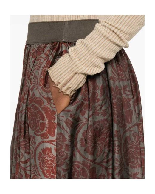 Uma Wang Brown Patterned Midi Skirt