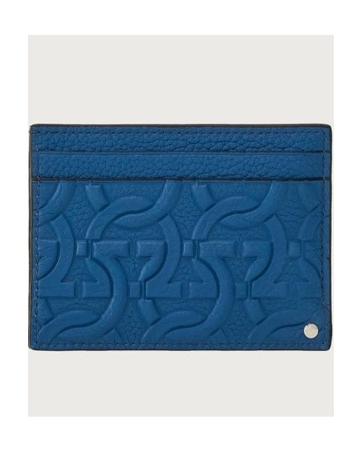 Ferragamo Blue Logo Card Bag for men
