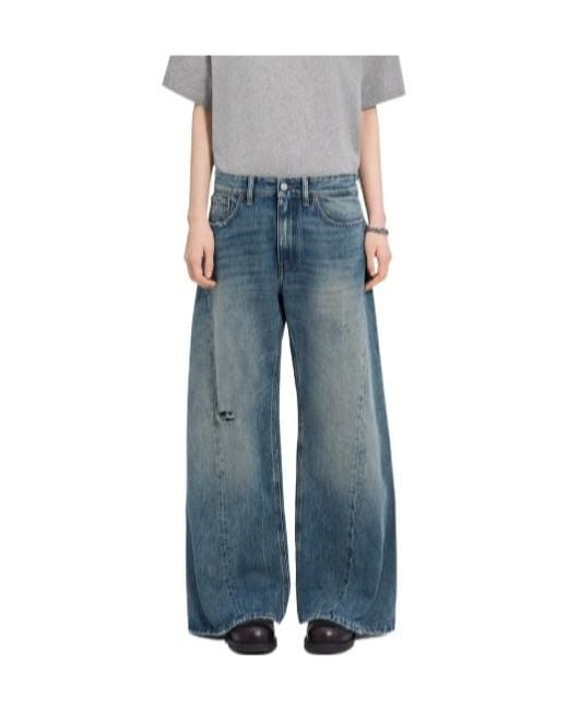 MM6 by Maison Margiela Blue Distressed Wide Leg Jeans