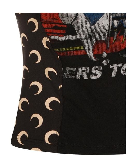MARINE SERRE Black Graphic Moon-Printed Upcycled T-Shirt
