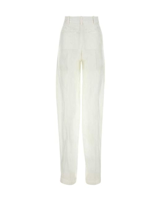 The Attico White The Logo-Jacquard Straight-Leg Trousers