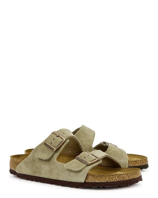 Birkenstock Green Arizona Taupe Suede Sliders