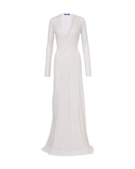 Ralph Lauren White Knitted Silk And Cashmere Gown