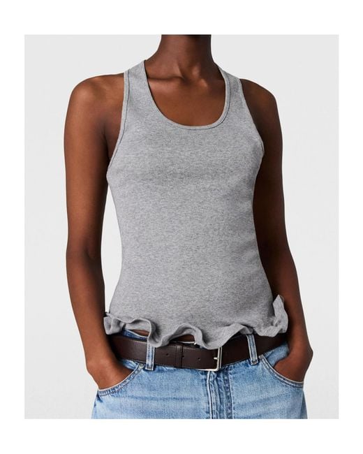 Stella McCartney Gray Frilled Hem Ribbed Tank Top