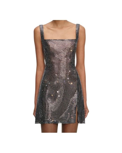 Self-Portrait Multicolor Embellished Mesh Mini Dress