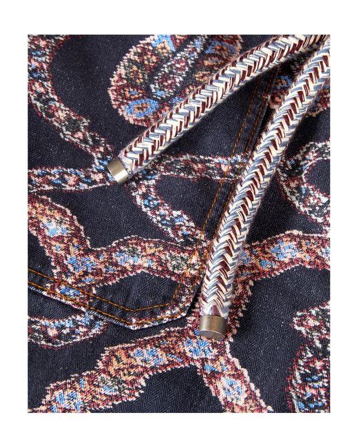 Etro Blue Paisley Tied-Waist Denim Trousers