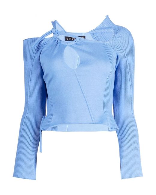 OTTOLINGER Blue Cut-Out-Detailing Knitted Top
