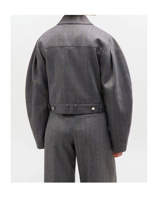 Ganni Gray Pinstripe Pattern Jacket