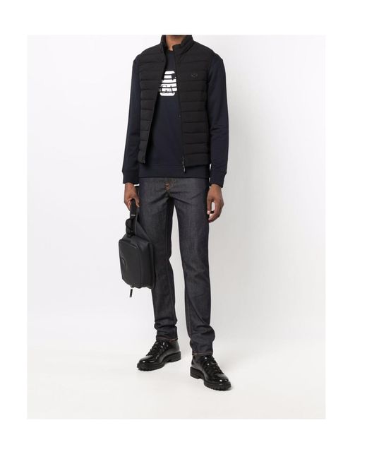 Emporio Armani Blue Logo Printed Crewneck Sweatshirt for men
