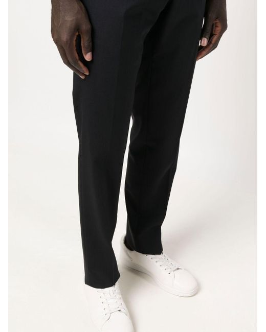 Pt Pantaloni Black Tailored-Cut Tapered Trousers for men