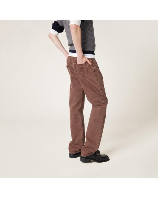 Miu Miu Brown Mid-Rise Straight-Leg Jeans