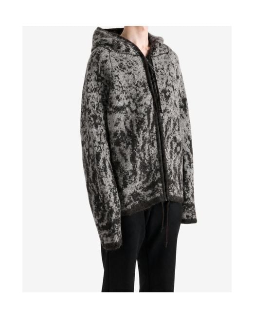 Roa Gray Patterned Zip Hooded Sweater for men
