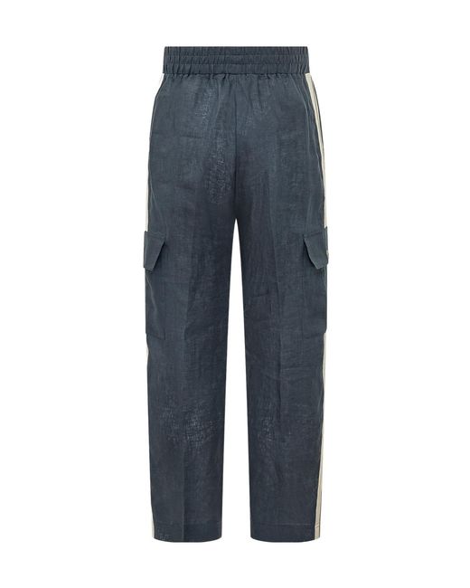 Palm Angels Blue Logo Detailed Cargo Pants for men