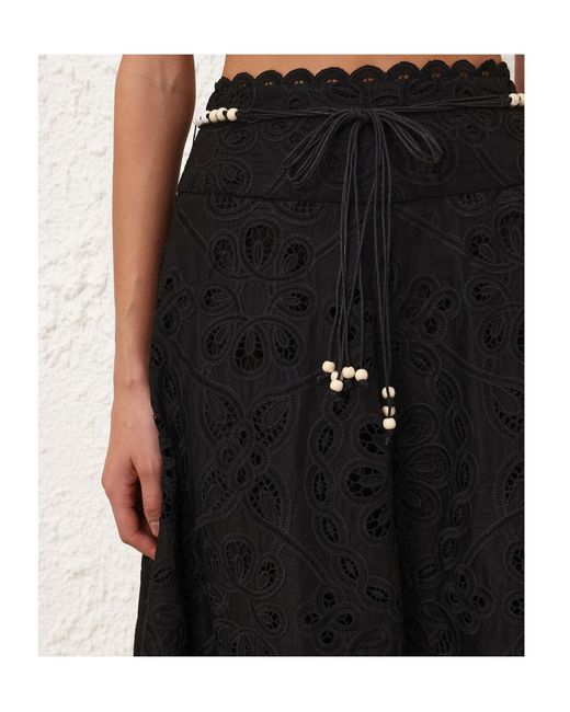 Zimmermann Black Rhiannon Embroidered Skirt