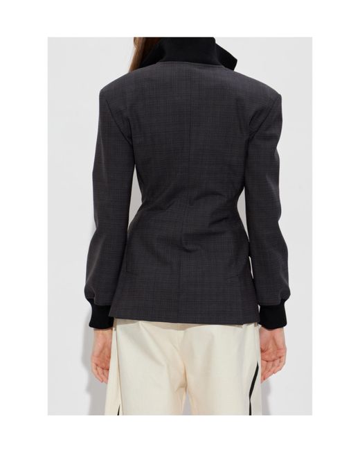 Moschino Black Stand Collar Zip Blazer
