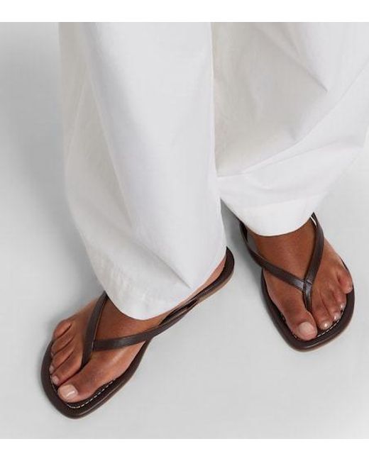 Staud Brown Freja Leather Thong Sandals