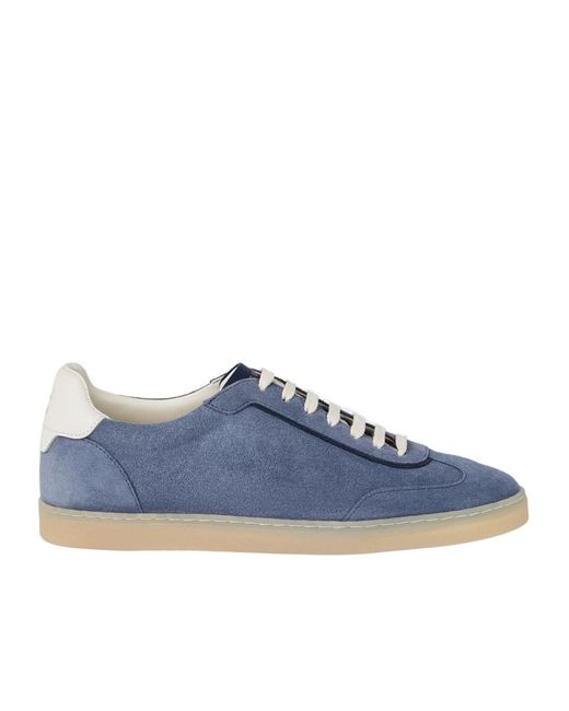 Brunello Cucinelli Blue Low-Top Lace-Up Sneakers for men