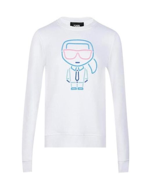 Karl Lagerfeld White Embroidered Velvet Hoodie