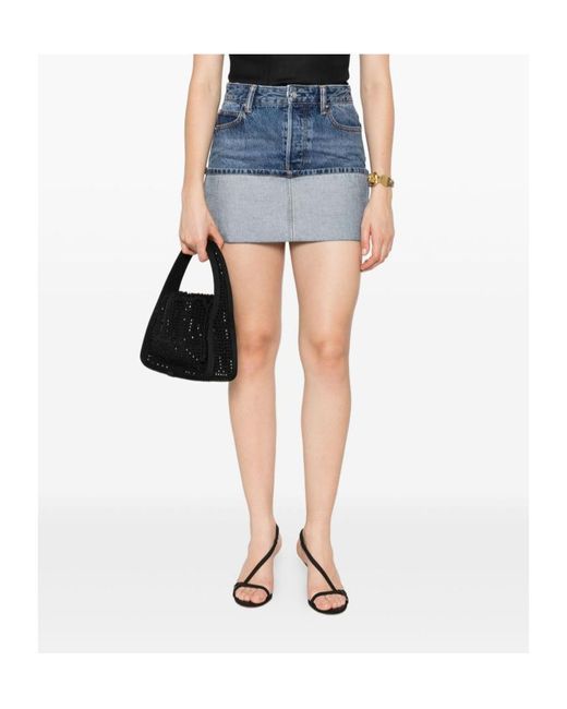 Alexander Wang Blue Turnback Hem Denim Mini Skirt