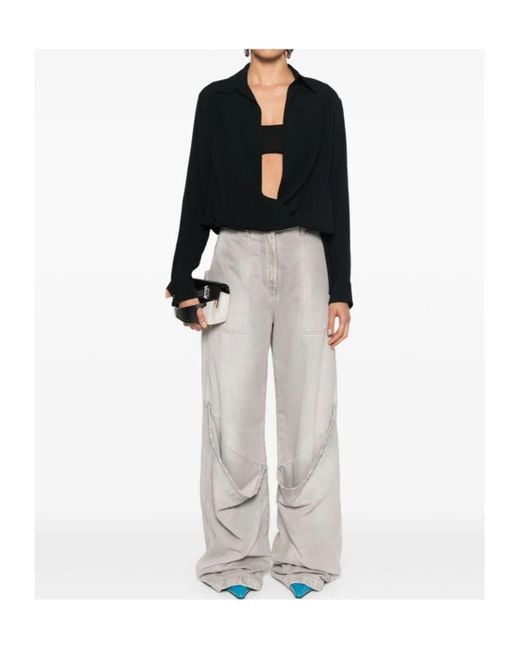 Dries Van Noten Black Long-Sleeved Wrap Blouse