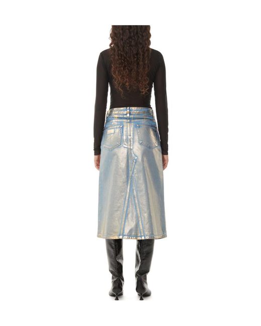 Ganni Natural Denim Midi Skirt
