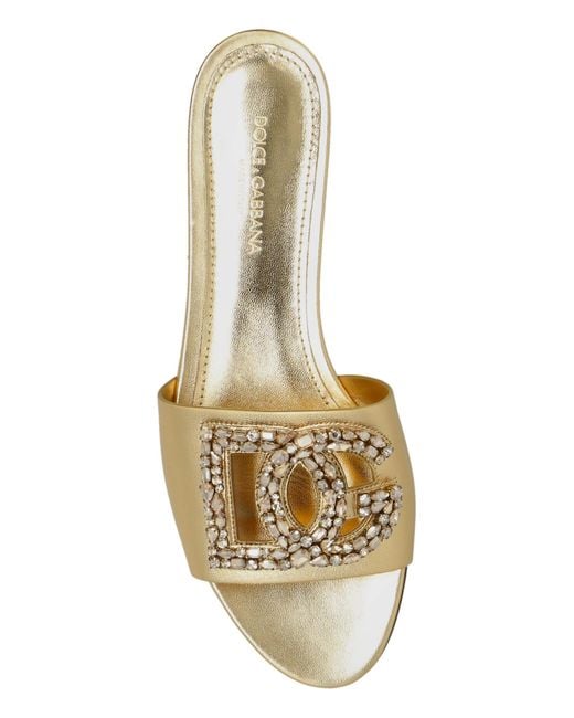 Dolce & Gabbana Metallic Round-Toe Slippers