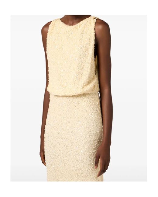 Elisabetta Franchi White Sequinned Gown