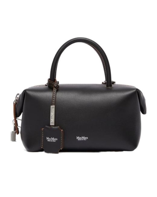 Max Mara Black Small Natural Leather Bowler Bag