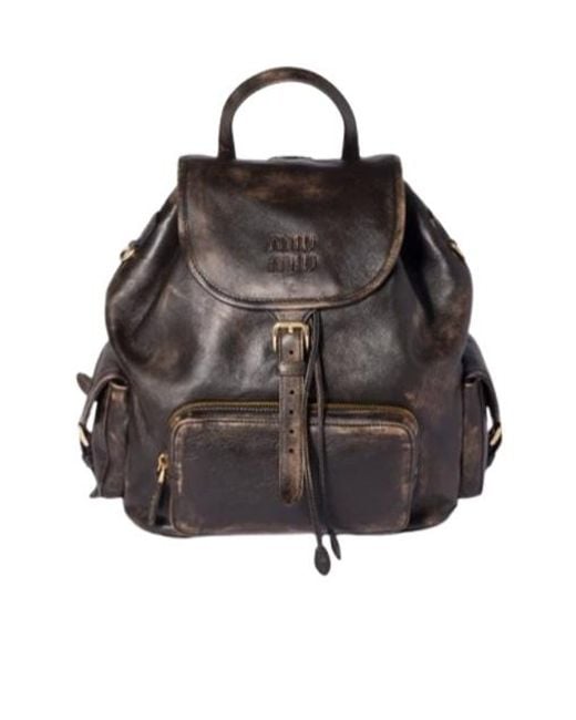 Miu Miu Brown Flap Backpack