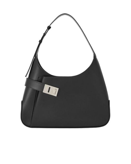 Ferragamo Black Hobo Large Shoulder Bag