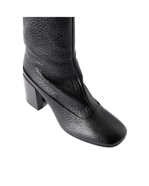 Dries Van Noten Black Leather Over-The-Knee Boots