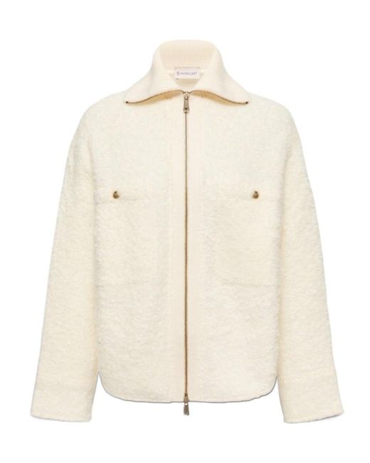 Moncler Natural Tweed Zip-Up Shirt Jacket