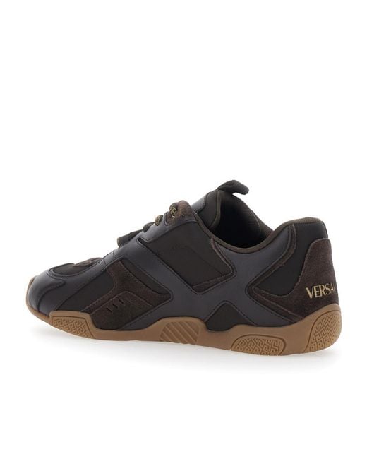 Versace Black Galaxia Panelled Lace-Up Sneakers for men