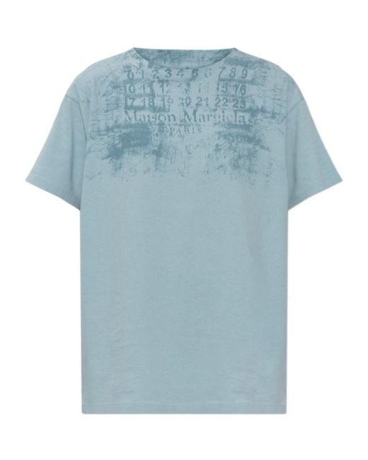 Maison Margiela Blue Logo-Print T-Shirt