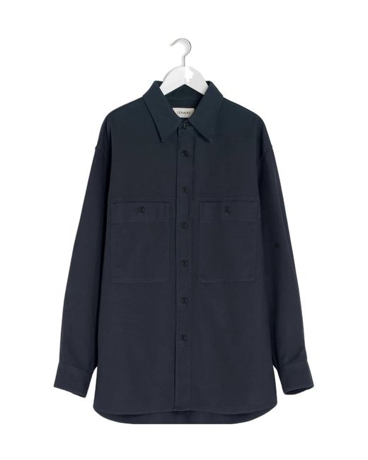 Lemaire Blue Long Sleeved Buttoned Overshirt for men