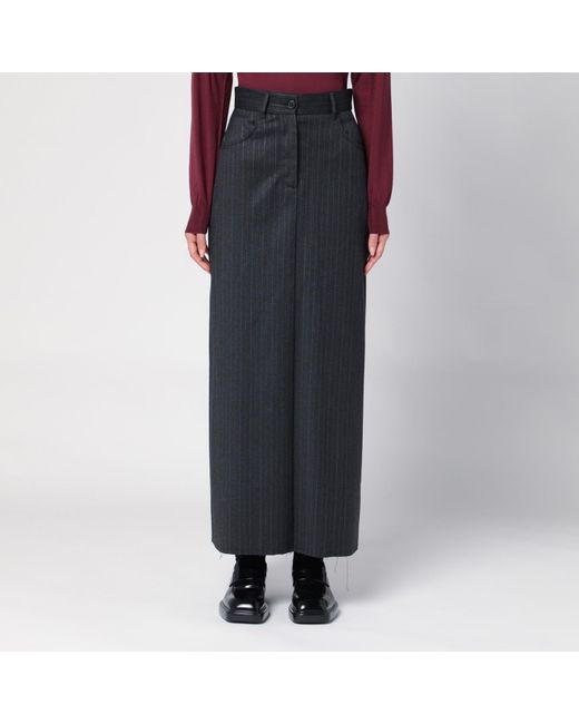 Department 5 Black Pinstripe Maxi Skirt