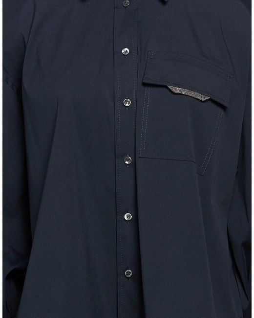 Brunello Cucinelli Blue Solid Color Shirts