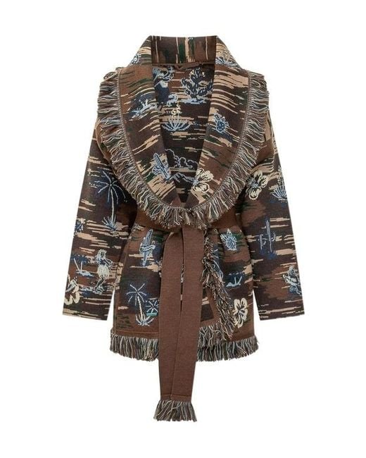 Alanui Multicolor Tex-Hawaii Belted Fringe Cardigan